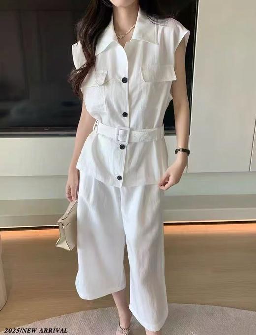 套装【韩系2025】873 干练利落腰带款上衣➕七分裤两件套-喜出 商品图4