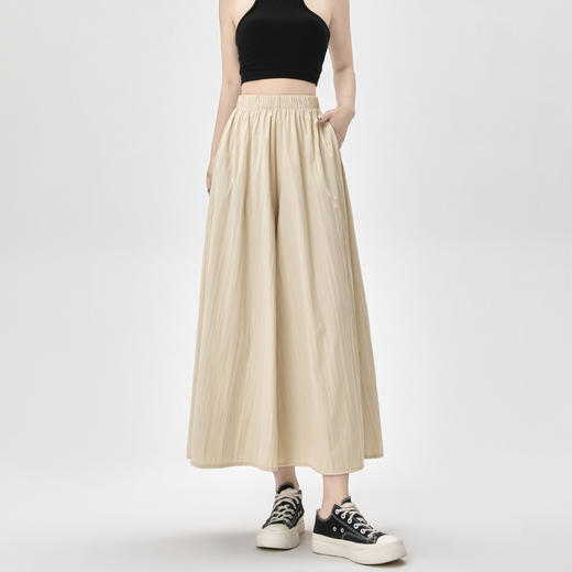 丁摩 纯色阔腿裤女垂感新款夏季薄款小个子裤裙高级感山本休闲裤5ZF-2517 商品图5