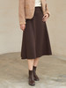 深棕纯色高腰 A 字半身裙 腰部双排扣装饰过膝大裙摆遮胯显瘦秋冬通勤气质优雅中长裙 商品缩略图0