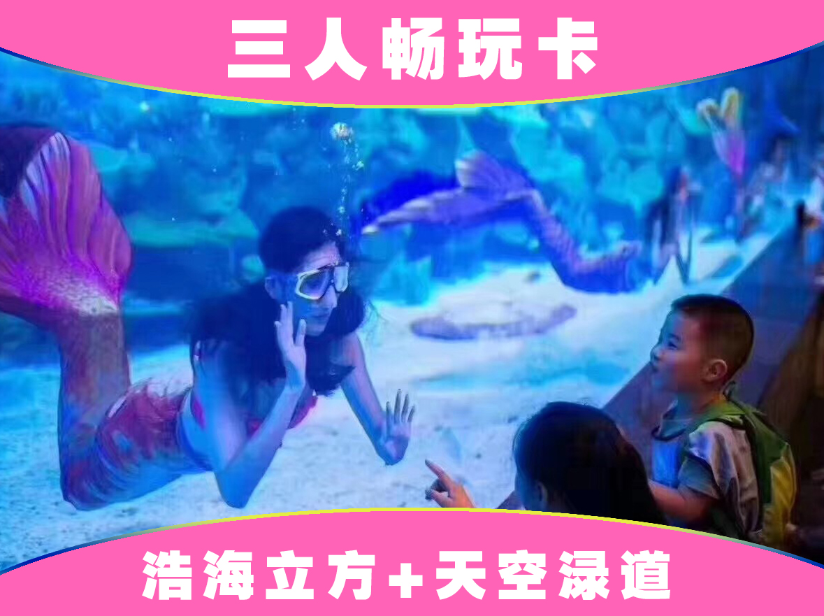 【三人畅玩卡】浩海立方海洋公园+天空渌道精灵王国 三人畅玩卡
