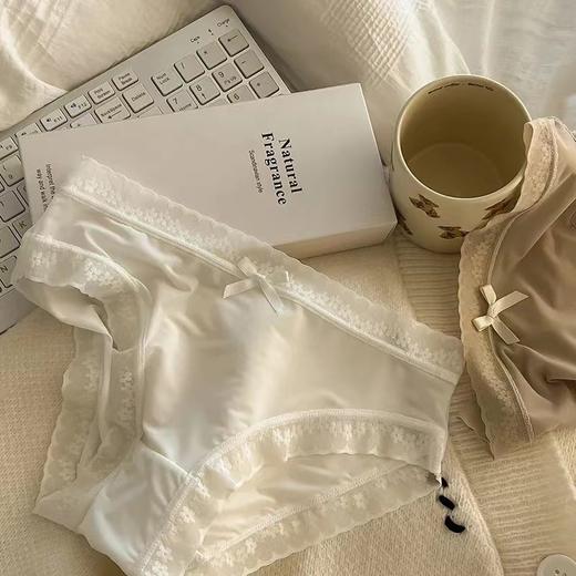 “奶油少女”【屁屁面膜裤】春夏色冰丝内裤女生中腰速干蕾丝边 商品图1