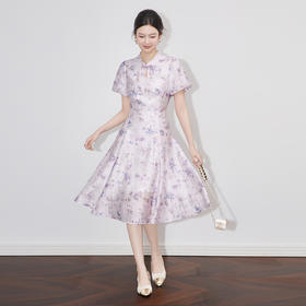 「高货wl」全新升级【铂金会员367/天猫489/差价122】(02413)洛诗琳新中式天丝麻印花连衣裙2025夏季气质国风旗袍裙女