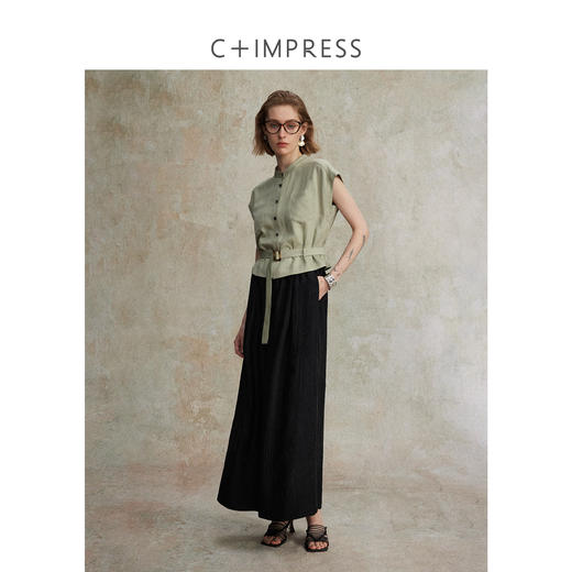 西嘉|天丝亚麻上衣女高端自然老钱风套装度假慵懒复古亚麻阔腿裤CS2502126 商品图4