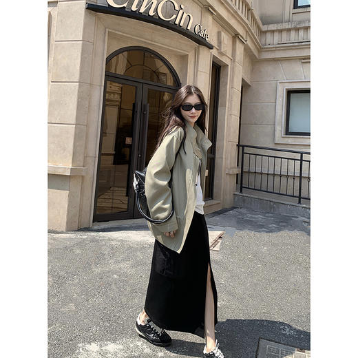 EKOOL空气棉高腰半身裙女秋季宽松百搭直筒裙 商品图2