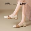 ZHR粗跟浅口玛丽珍鞋女蝴蝶结珍珠奶奶鞋轻便两穿女鞋法式小皮鞋 商品缩略图6