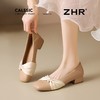 ZHR粗跟浅口玛丽珍鞋女蝴蝶结珍珠奶奶鞋轻便两穿女鞋法式小皮鞋 商品缩略图8
