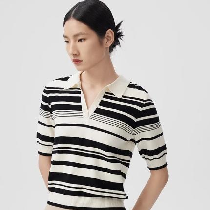 朗姿条纹POLO衫套头针织衫LCEK05KPR451W11 商品图0