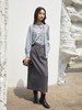 新款灰色高腰直筒半身裙 中长款开叉设计通勤西装裙 显瘦百搭 OL 风一步裙 商品缩略图1