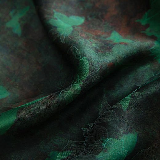 丁摩 真丝香云纱提花花萝国风连衣裙100桑蚕丝新中式短袖宽松A字裙5ZF-021 商品图2