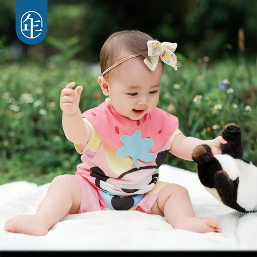 年衣童装25夏季新款周岁卡通抓周百日礼男女宝盼达派对哈衣 商品图2