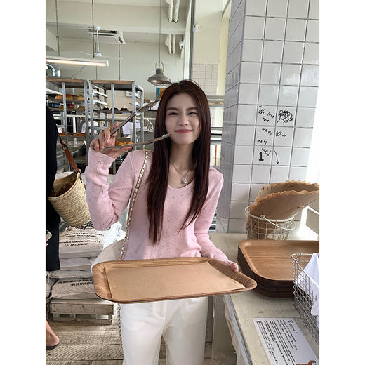 EKOOLv领镂空猫爪图案设计圆领羊毛针织衫女秋季 商品图1