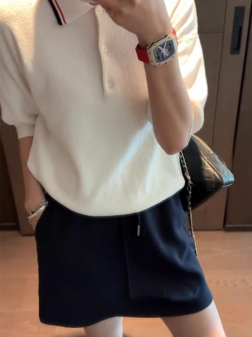 COCO ZONE 刘一一  “温柔与利落”POLO领毛织上衣CD1A1002 商品图0