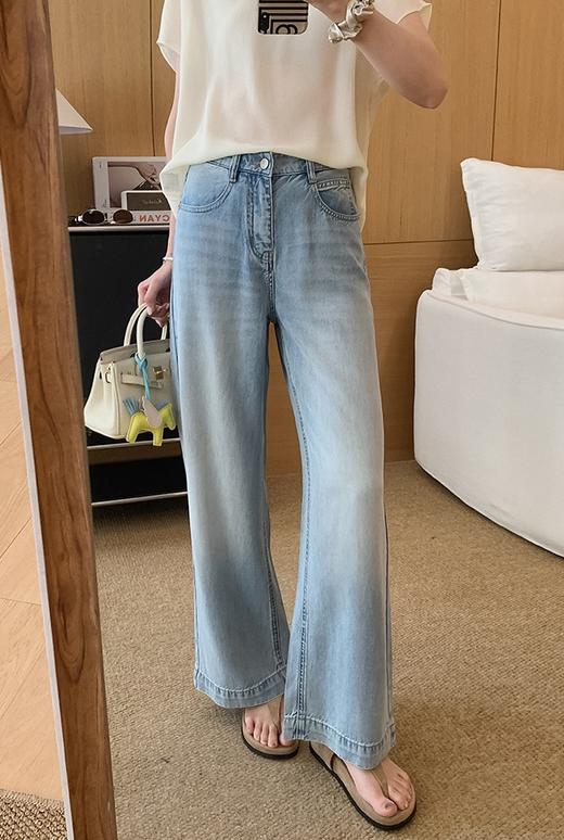 土耳其新款空调牛仔纯兰精天丝薄软垂感空气微阔腿裤 商品图4