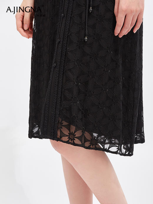 【立体挺括】阿菁娜浪漫法风奢雅重工蕾丝连衣裙F30X212068 商品图4