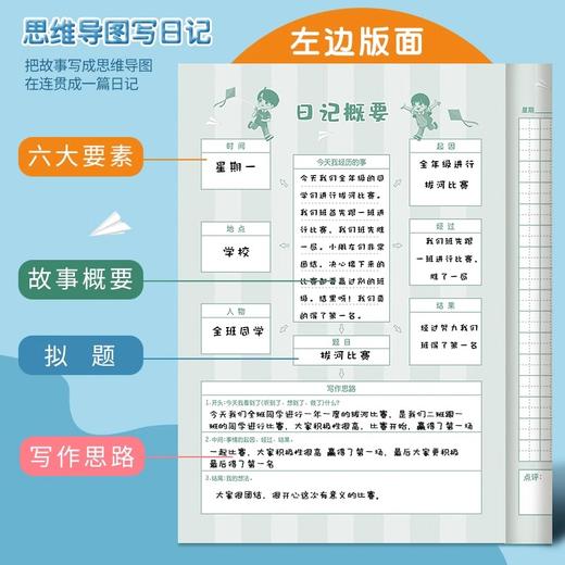 开学福利！【轻松写日记】10本装思维导图日记本A5小学生专用作文本周记本加厚语文阅读摘抄记事本 商品图2