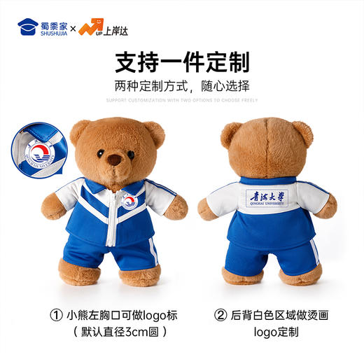 【实付满199送钥匙扣】【校服小熊】可定制创意毛绒小熊公仔儿童玩具服装可脱送礼学生礼物 商品图1