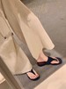 LP同款牛皮版法式气质人字夹拖流苏低跟凉拖鞋 商品缩略图7