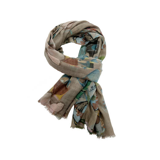 谜底温暖围巾女2025秋季新品复古印花100%羊毛柔软舒适253MQ1408 商品图0