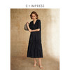 C+IMPRESS/西嘉亚麻精梳棉 法式度假松弛感v领短袖连衣裙女夏白色 商品缩略图3