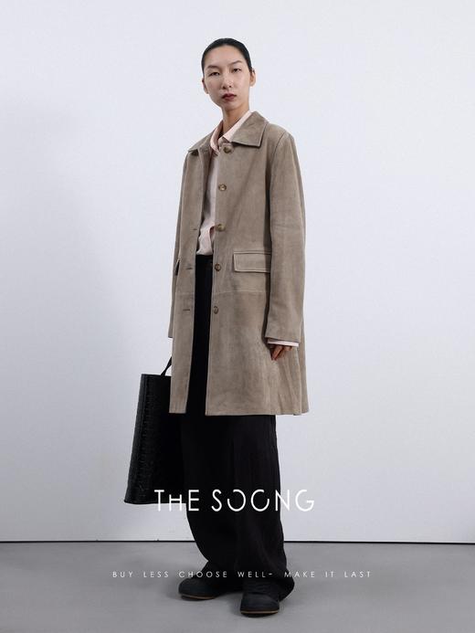 THESOONG| ‘’静奢高知‘‘羊反绒皮高级咖外套风衣HWWT3682 商品图1