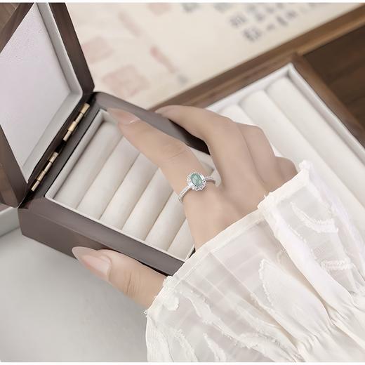 【敦煌月泉·蓝水翡翠戒指】敦煌小众蓝水翡翠 复古轻奢时尚蛋面戒指简约 商品图2