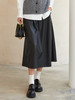 黑色复古风 PU 皮半身裙 高腰松紧腰大摆裙 秋冬显瘦百搭中长款 A 字裙女 商品缩略图0