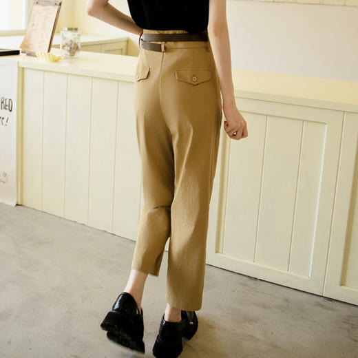 谜底极简西装裤女2025秋新款通勤风高腰锥形九分萝卜裤257MK7715 商品图2