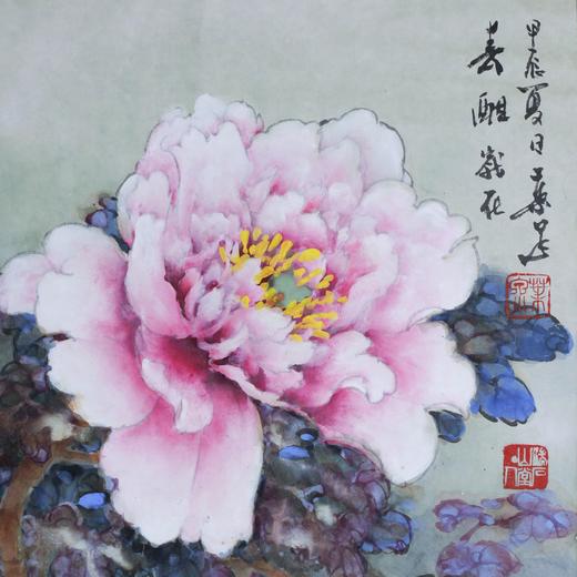 叶泉《粉牡丹》国画原作45CM*45CM 手绘宣纸花卉作品 商品图3