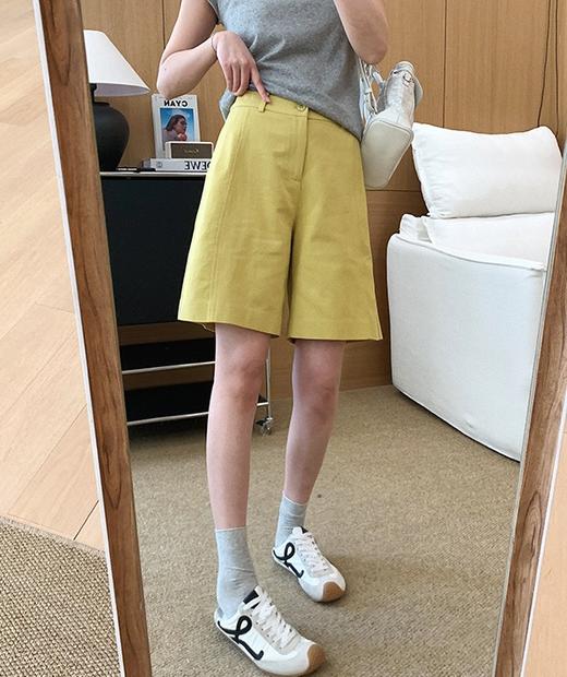 百慕老钱风后松紧微阔腿天丝亚麻显瘦五分中裤 商品图4