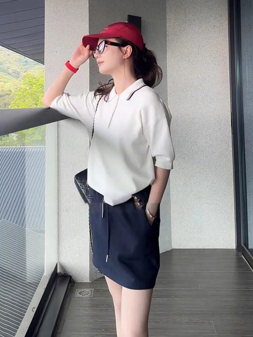 COCO ZONE 刘一一  “温柔与利落”POLO领毛织上衣CD1A1002 商品图1