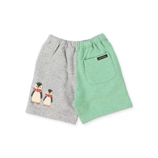 2025夏季日系儿童立体刺绣企鹅涂鸦字母四色拼接运动抽绳短裤！ 商品图3