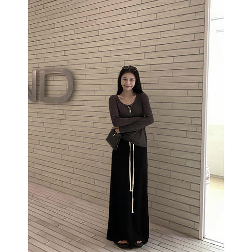 EKOOL衣库 莫代尔U领长袖T恤女春季新款轻薄透气百搭修身显瘦上衣 商品图2