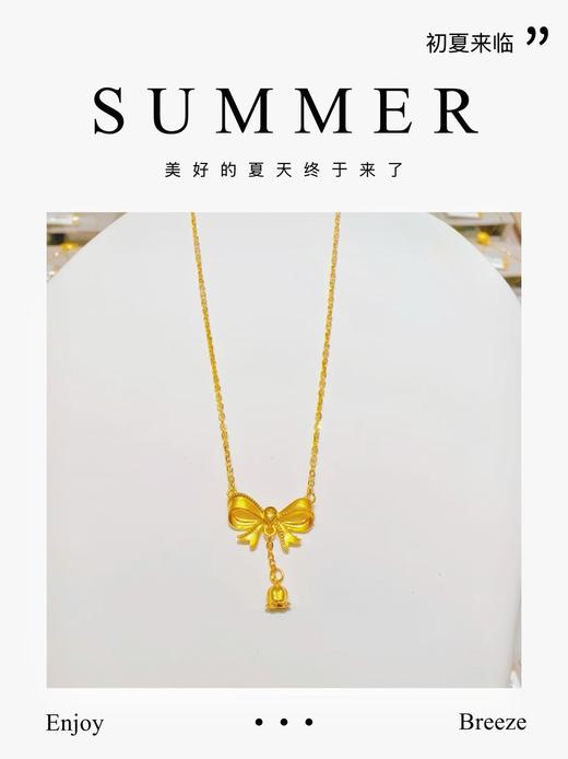 1F 荟华楼 足金蝴蝶结项链 商品图0