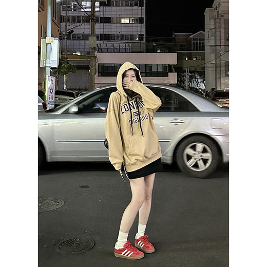 EKOOL衣库 四色印花连帽卫衣女秋季宽松显瘦上衣 商品图3