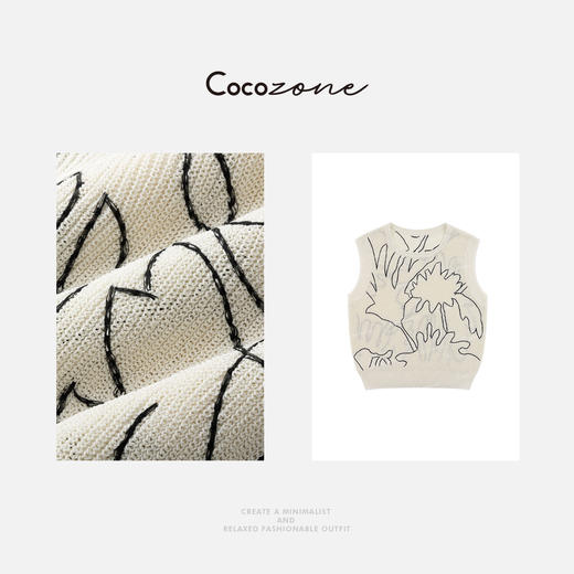 COCO ZONE 刘一一 “线条背心”和纸混纺圆领简约针织背心CD1A0631 商品图4