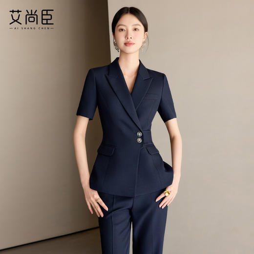 艾尚臣高级感西装套装女夏季短袖商务正装小个子面试职业OL工作服 商品图1