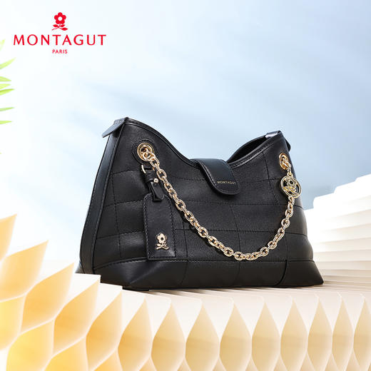 梦特娇女士时尚链条包潮流菱格斜挎包真皮单肩包 商品图8