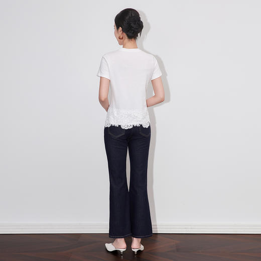 「高货wl」全新升级【铂金会员146/天猫199/差价53】(40651)洛诗琳不规则蕾丝拼接T恤2025夏季新款纯棉正肩短袖上衣女 商品图1