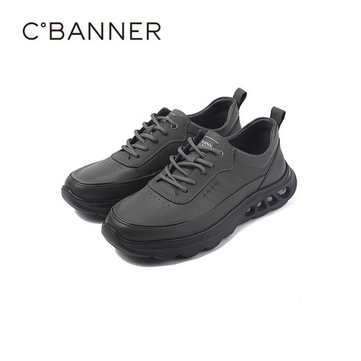 千百度秋季商务休闲鞋牛皮革脚垫通勤会议通用男鞋A25416504 商品图4