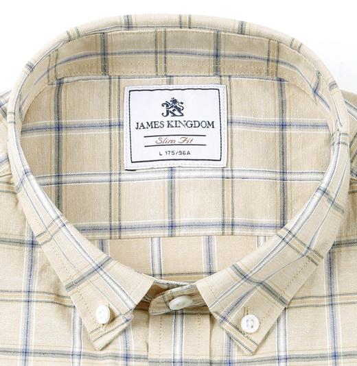 【棉麻混纺】占姆士男士棉麻混纺男士格纹短袖 商品图3