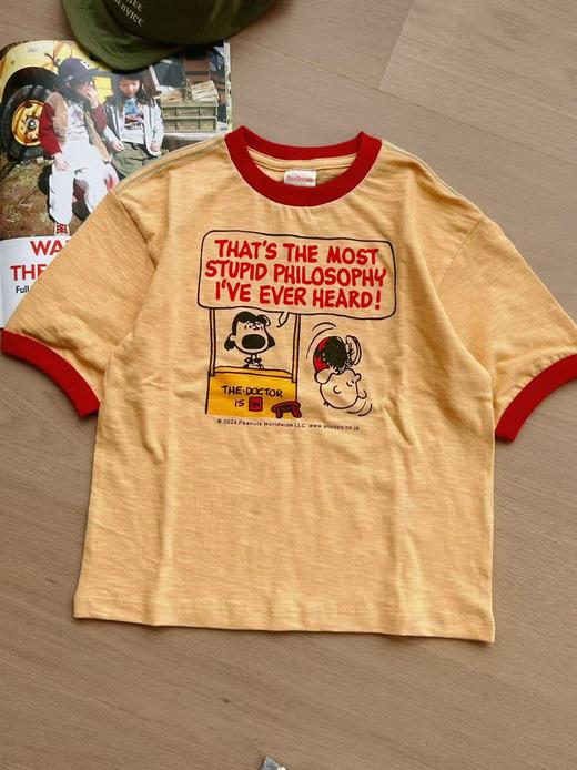 2025夏季DD儿童史奴狗联名款卡通花生村小孩领袖口撞色竹节棉短袖 商品图2