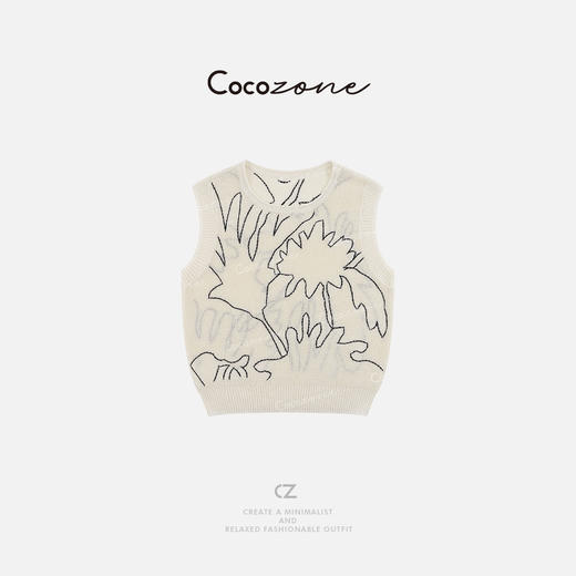 COCO ZONE 刘一一 “线条背心”和纸混纺圆领简约针织背心CD1A0631 商品图2