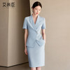 艾尚臣蓝色短袖西装套裙女新款气质时尚商务正装修身显瘦职业装夏 商品缩略图1