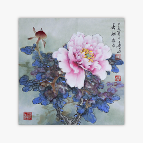 叶泉《粉牡丹》国画原作45CM*45CM 手绘宣纸花卉作品