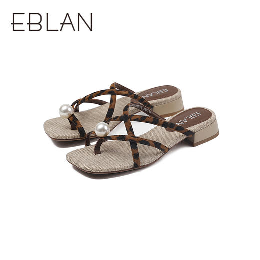 伊伴夏季低跟清凉人字拖优雅珍珠时装凉拖B25325126 商品图4