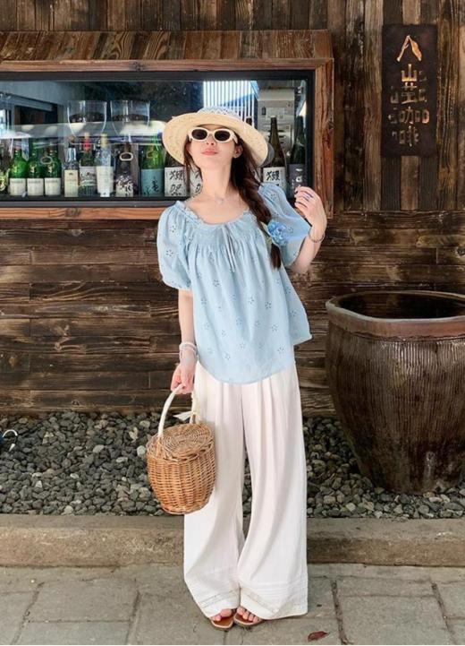 🌸美到心颤❗️重工绣花料❗️【AUChris法式度假风小衫】👍慵懒随性美到犯规！ 😍浪漫异域风情秒变街拍C位，👏美到闺蜜追着问链接 ✅立体刺绣精致度拉满，自带高级感 商品图5