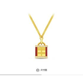 1F 周大福  喜锁黄金钻石项链