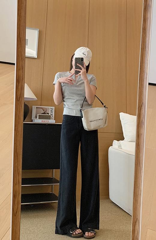 土耳其新款空调牛仔纯兰精天丝薄软垂感空气微阔腿裤 商品图5