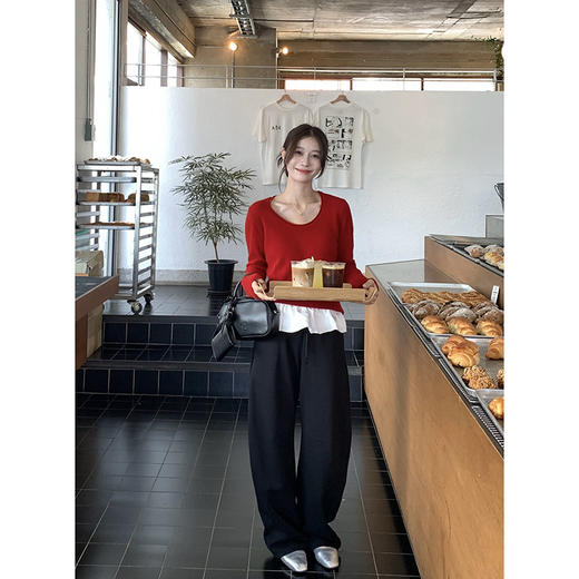 EKOOL100%绵羊毛圆领套头打底针织衫女秋季 商品图2