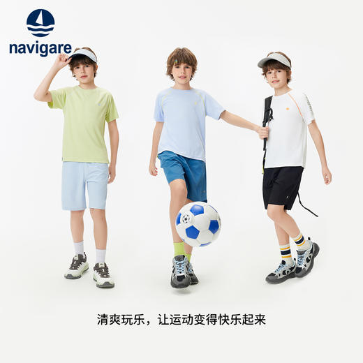 【纳维凯尔】【UPF50+速干】【120-165】Navigare意大利小帆船男童短袖T恤 商品图3